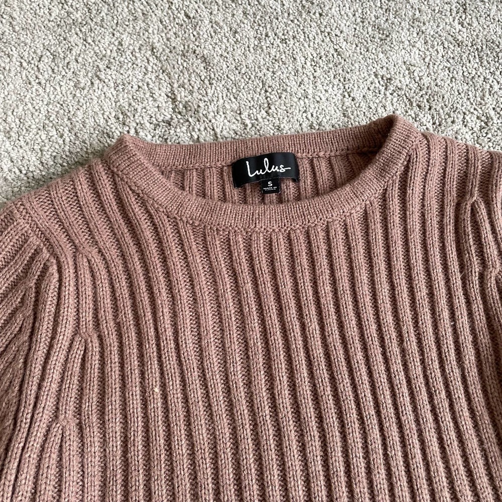 Lulu's Brown Ribbed Crew Neck Sweater - Picture 4 of 5